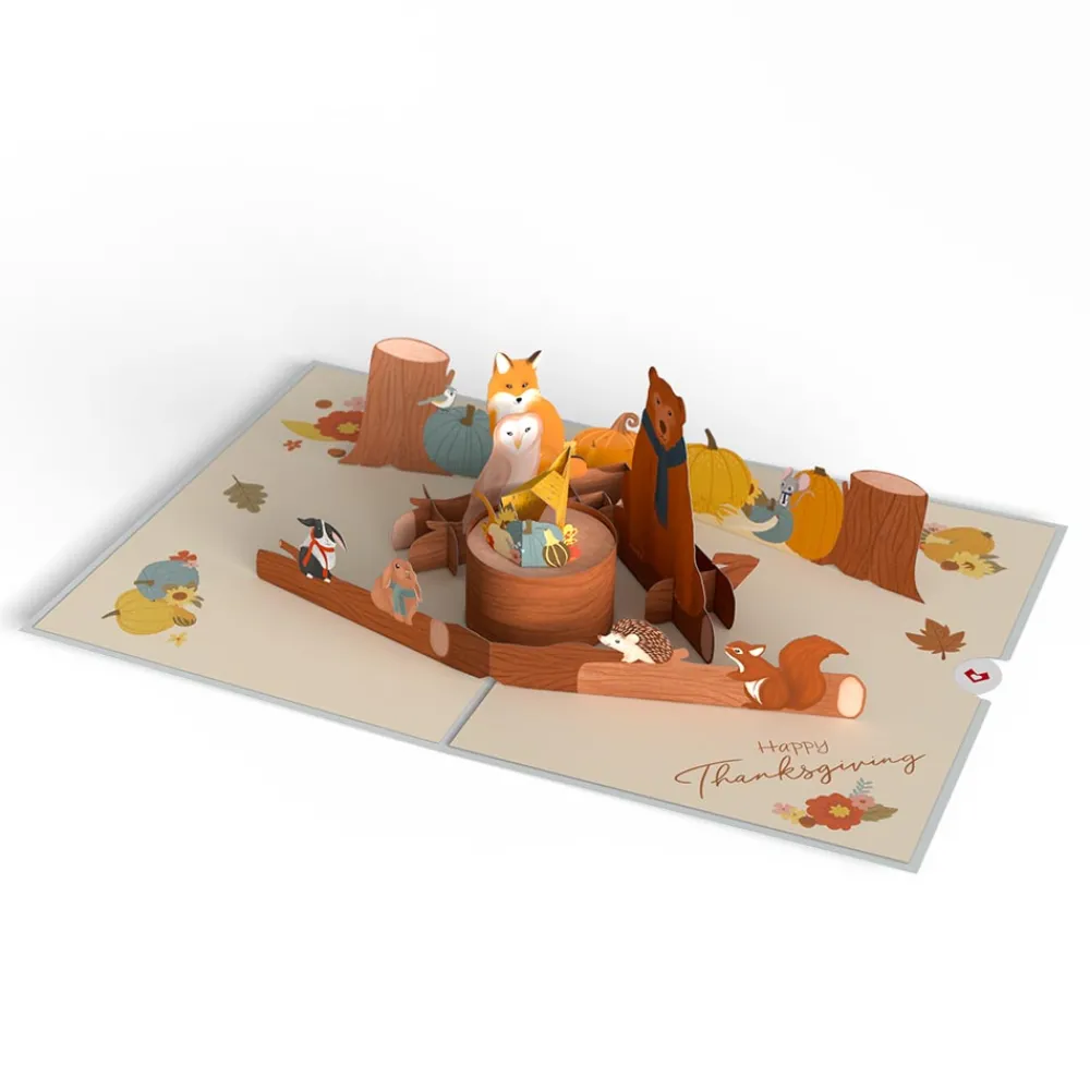 Lovepop Thanksgiving 11/27|Woodland Harvest Thanksgiving Animals Pop-Up Card